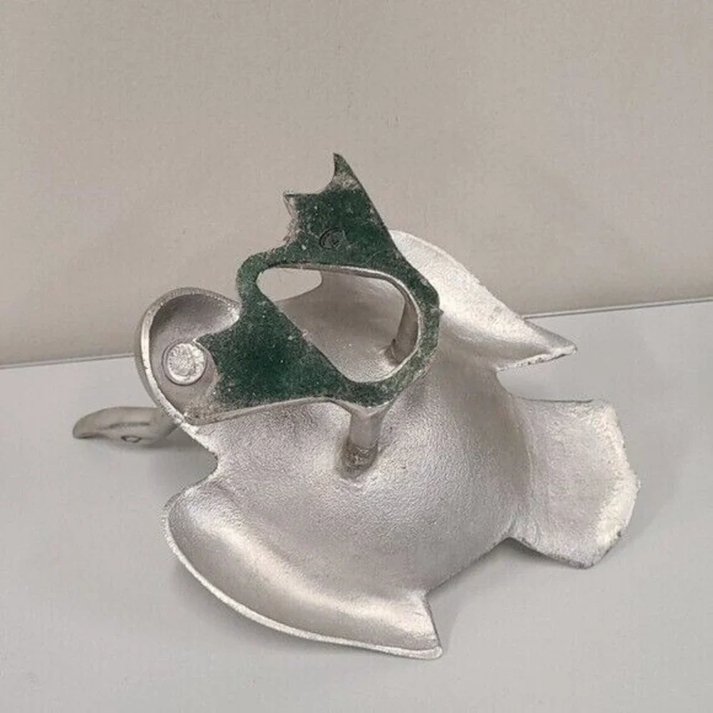 Vintage Swan Shaped Silver Metal Nut Candy Serving Dish Figurative Mid Century